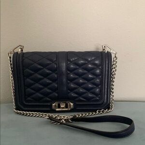 REBECCA MINKOFF Quilted Navy Chain Shoulder Bag - USED